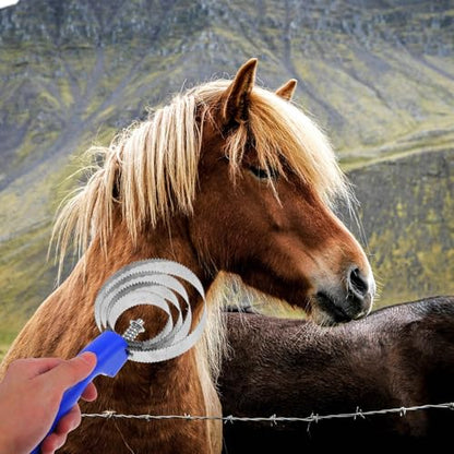FAVOMOTO 2PCS Stainless Steel Curry Comb Horse Brush, Reversible Curry Comb Horse Grooming Supplies Shedding Brush for Livestock Cow Sheep Dog Goat (Random Color)
