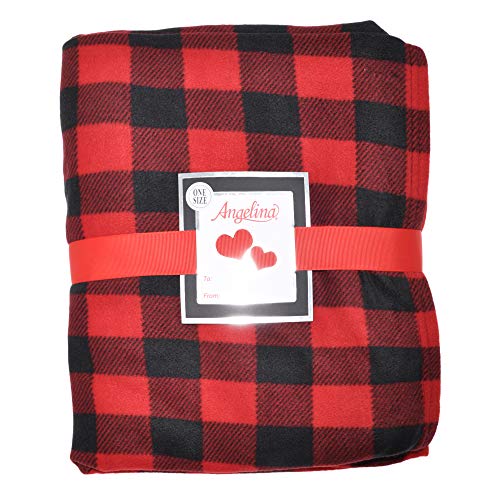 Angelina Women's Cozy Fleece Wearable Blanket or Blanket with Slipper Set - color: Black and Red Plaid Wearable Blanket, size: One Size Fits Most