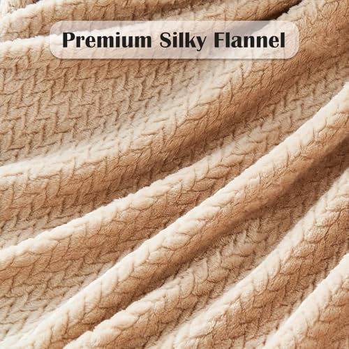 NEWCOSPLAY Fleece Leaves Pattern Twin Blanket, Brown, 60"x80" - color: Brown, size: Twin(60"x80")