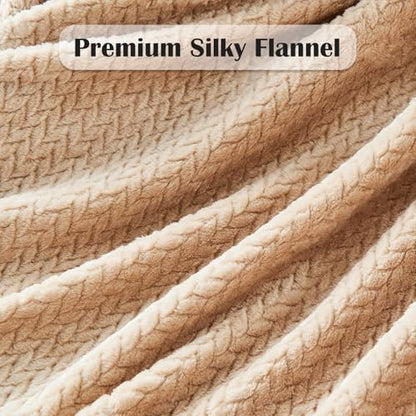 NEWCOSPLAY Fleece Leaves Pattern Throw Blanket, Brown, 50"x60" - color: Brown, size: Throw(50"x60")