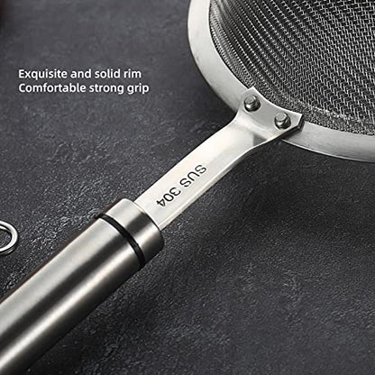 304 Stainless Steel Fine Mesh Strainers for Kitchen, Colander-Skimmer with Handle, Sieve Sifters for Food, Tea, Rice, Oil, Noodles, Fruits, Vegetable - size: 3.35 in Small