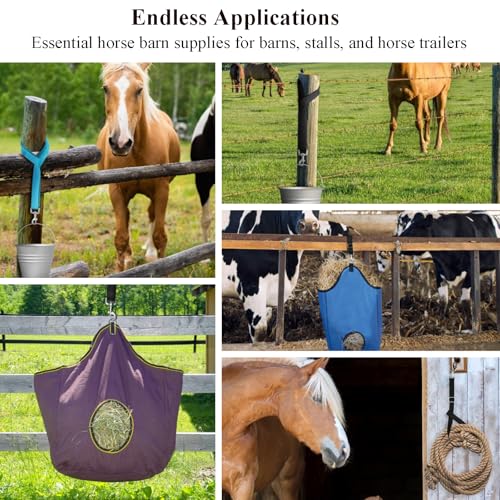 2Pcs Adjustable Nylon Horse Bucket Strap, 28-50 Inch Water Bucket Strap for Horse Bucket Hanging Strap Bucket Hanger Horse Barn Supplies for Hanging Water Bucket Hay Net, Black and Blue