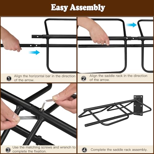 Saddle Rack with Pad Bar for Horse, Heavy Duty Wall Mounted Saddle