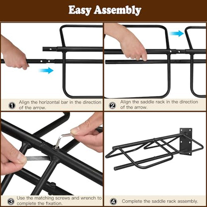 Saddle Rack with Pad Bar for Horse, Heavy Duty Wall Mounted Saddle