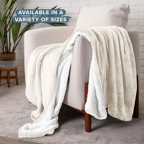 Bare Home Sherpa Fleece Blanket (Twin/Twin XL, Antique White) | Reversible Blanket for Bed, Sofa, and Couch, Warm & Lightweight, Fluffy & Soft - color: 11 - Antique White, size: Twin/Twin XL