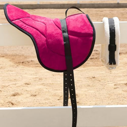 Harrison Howard Equestrian Saddle Pad Horse Riding Pad Bareback Pad with Girth - color: Rose Pink