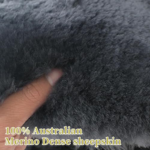 Aegis Cover Sheepskin Car Seat Cover Genuine Australian Merino Wool Front Seat Cover Luxury Dense Pelt Universal Fit for Most SUVs, Trucks, Bucket-Style, 54 X 22 Inches (CS-Charcoal) - color: Charcoal
