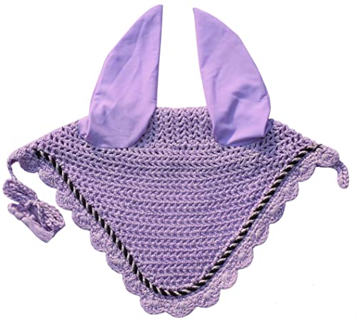 Elegant Horse Ear Bonnet, Fly Veil & Fly Mask – Superior Fly Protection with Style and Comfort for Every Ride (Voilet/Lalic, Horse/Full)