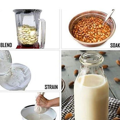 Premium Fine Mesh Food Grade Nut Milk Bag for Almond Milk/Soy Milk - Fine Mesh Nylon Cheesecloth & Cold Brew Coffee Filter, 9" x 12" (2)