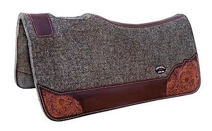 Horse 32"x30" Western Contoured Wool Felt Therapeutic Saddle Pad 39252 - color: Grey