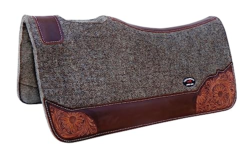 Horse 32"x30" Western Contoured Wool Felt Therapeutic Saddle Pad 39252 - color: Grey