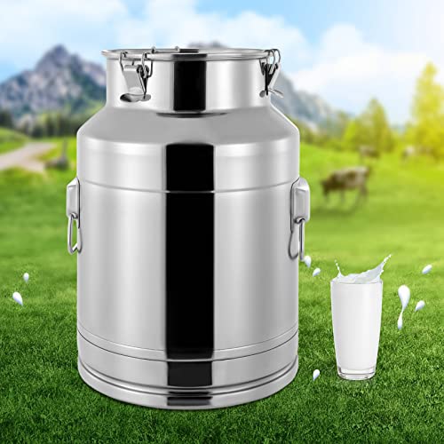 304 Food-Grade Stainless Steel Ice Bucket with Lid, 28L/7.4Gallon Good Sealing Storage Canister Milk Bucket Milk Can for Coffee, Tea, Water, Milk, Soup - size: 28L/7.4Gal