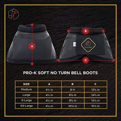 Kavallerie PRO-K Soft No Turn Bell Boots Ultimate Hoof Protection, with Anti-Spin Fastening System, Durable & Prevents Overreaching - color: Black, style: Bell Boots (Pro-K)
