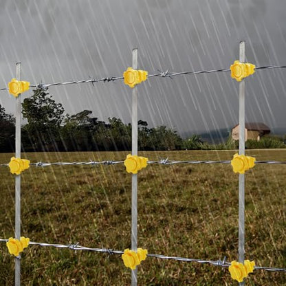 Cididu 50 Pack Electric Fence Insulators, Screw Tight Round Post Insulator, Electric Fence Wire Insulators for Round Pipe, Post Clips Insulators for Farm Animal Agricultural Fence