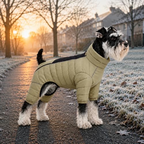 LoveLongLong Dog Coat - Warm & Waterproof Reflective Dog Jacket, Zippered & Adjustable, Olive Green, S, M, L - color: Olivegreen, size: M (11.5inch Back)