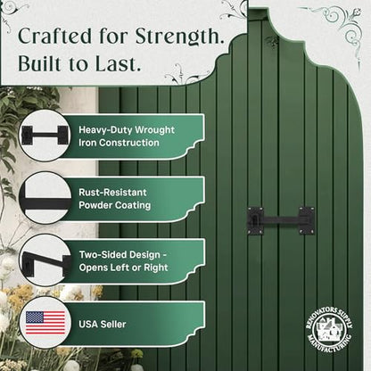 Fence Gate Latch Lock Black Wrought Iron Gate Latch 12 Inch | Renovator's Supply - color: 12-inch Latch, size: Pack of 1