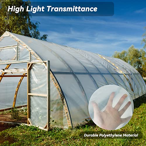 Greenhouse Plastic Sheeting 24' x 100' 6 Mil, Clear UV Resistant Heavy Duty Polyethylene Film, Thick Greenhouse Cover for Garden, Farm, Agriculture - size: 24x100 FT