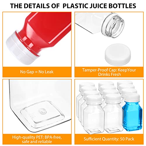 Gerrii 50 Pcs 4 oz Plastic Juice Bottles with Lid Small Reusable Clear Bottles with Caps Containers Bulk, Freezer Safe, Leakproof for Milk Smoothies Drinking Fridge (White) - color: White