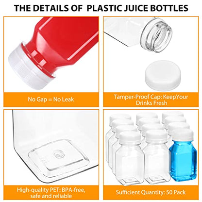 Gerrii 50 Pcs 4 oz Plastic Juice Bottles with Lid Small Reusable Clear Bottles with Caps Containers Bulk, Freezer Safe, Leakproof for Milk Smoothies Drinking Fridge (White) - color: White