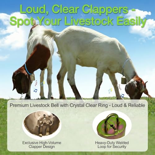Large Heavy Duty Goat & Sheep & Calves Pasture Bell | Loud – Ideal for Active Goats That Run, Jump, or Clash