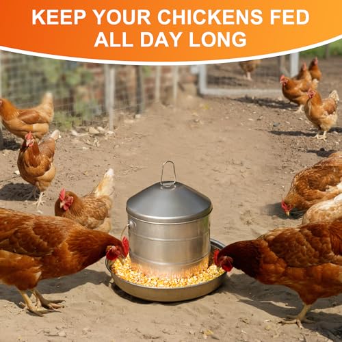 17.8lb Stainless Steel Hanging Chicken Feeder, Metal No Waste Poultry Feeder, Rustproof, Reusable, Long-Lasting, Gravity Feed Chicken Coop Accessories for Chicken, Geese, Duck, Hens, Rooster, Chick - color: 17.8lb
