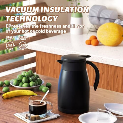 27oz Insulated Coffee Carafe with Handle, Black - color: Black, size: 27 Ounces