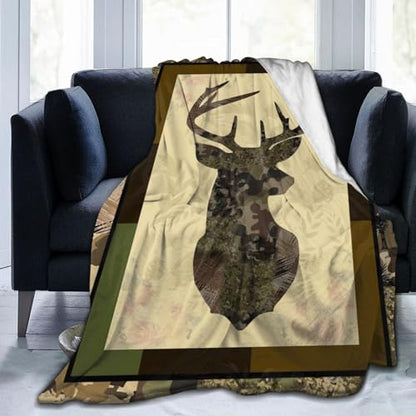Deer Blanket Camouflage Hunting Throw Blanket Cozy Plush Elk Dad Ultra Soft Cabin Lodge Blankets Fuzzy Warm Gifts for Adults Men 50"X40" - color: Deer Dad Camouflage, size: 50"x40"