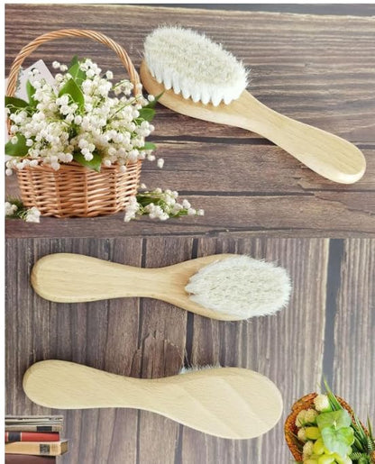Baby Hair Brush and Purple Cradle Cap Brush Set for Newborns and Toddlers, Wooden Baby Hair Brush Set with Soft Goat Bristle, Baby Hair Care Kit 2PCS - color: Purple