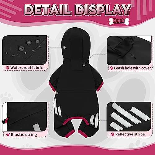Dog Raincoat, Waterproof Dog Rain Jacket with Hood, Dog Rain Coat with Leash Hole, Reflective Strap for Small Medium Dogs, Lightweight Puppy Clothes(Black,S) - color: Black, size: S(Back Length12'')