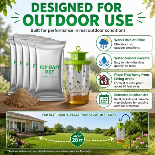 18 Pcs Fly Trap Refill Bulk 30g Outdoor Flying Insect Sticky Trap for House, Garden Backyard Ranch Horse, Blow Flies
