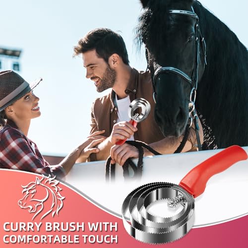 2 Pack Double Sided Stainless Steel Curry Comb With Soft Grip, Shedding & Grooming Tool For Dogs, Cattle & Horses