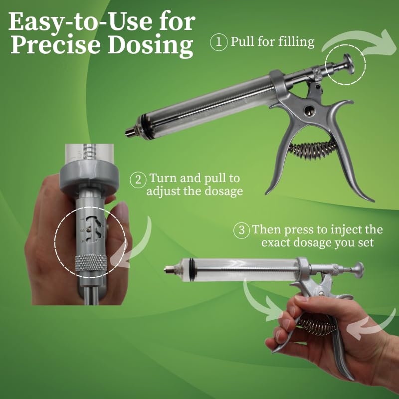 IVS 50cc Automatic Metallic Livestock Syringe with Luer Lock Tip