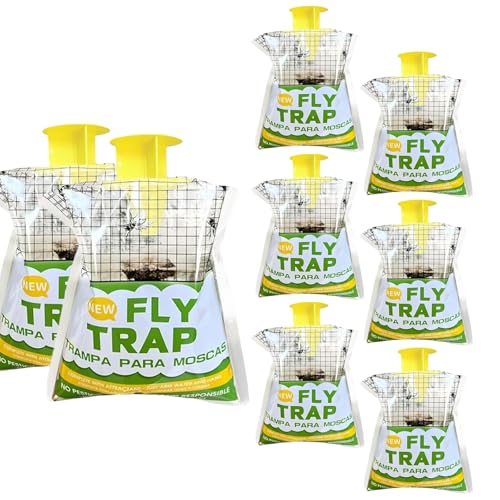 Fly Traps Outdoor Hanging 8 Pack, Disposable Flies Bag Catcher Flying Insect Trap for Outdoor Farm Park Orchard Garden Patio Yard Horse Ranch