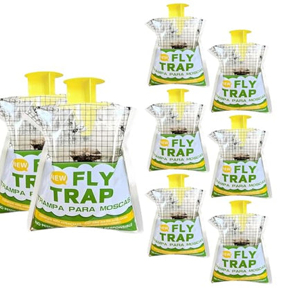 Fly Traps Outdoor Hanging 8 Pack, Disposable Flies Bag Catcher Flying Insect Trap for Outdoor Farm Park Orchard Garden Patio Yard Horse Ranch