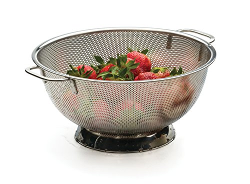 RSVP International International Endurance Stainless Steel Precision Pierced Colander, 5-Quart (Punch-5), Silver - size: 5-Quart