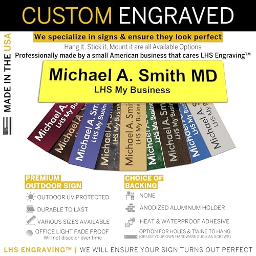 Custom Name Plate for Desk, Yellow with Black Lettering, 2x8 - color: B4 - Yellow & Black Lettering