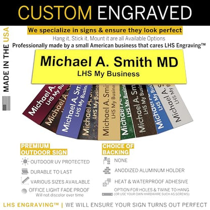 Custom Name Plate for Desk, Yellow with Black Lettering, 2x8 - color: B4 - Yellow & Black Lettering