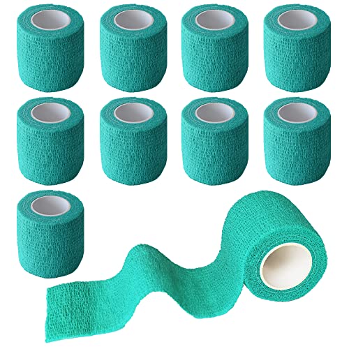 2 Inches Self Adhesive Bandage Wrap, 9 Pack, Middle Green - color: Middle Green, size: 2 Inch