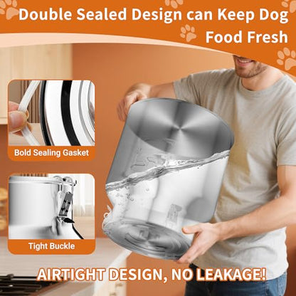 18Lbs Metal Dog Food Storage Container，Stainless Steel Dog Food Storage Container