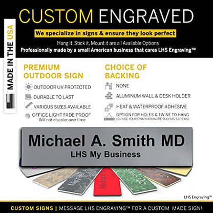 Custom Engraved Office Door Name Plate & Desk Signs, Gray, 2x4 - color: B8 - Gray & Black Lettering, size: 2in x 4in (5.1cm x 10.1cm)