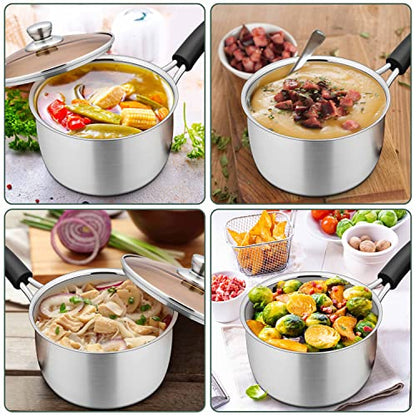 Herogo 2Qt Saucepan with Lid, 18/10 Stainless Steel Sauce Pan Pot, 2 Quart Saucepan for Gas Electric Stove Top Camping, Rust Free & Dishwasher Safe - size: 2 Quarts