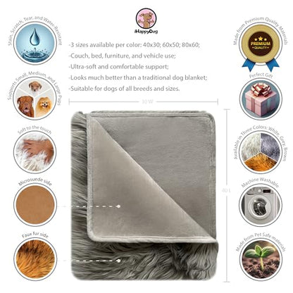 IHAPPYDOG Faux Fur Dog Blanket, Waterproof Couch Cover, Grey 40"x30" - color: Grey, size: 40" x 30"