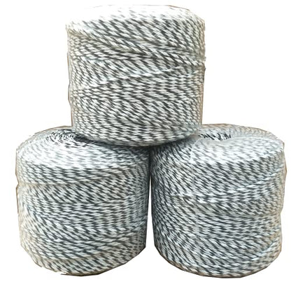 Electric Fencing Polywire 1312 Feet, 400 Meters, 9 Stainless Steel Strands for Excellent Conductivity and Rust Resistance, Portable Electric Fence Rope