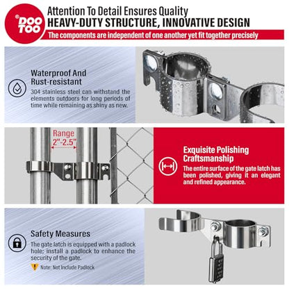 Stainless Steel 1-7/8" x 1-7/8" Chain Link Gate Latch （Fit 1-7/8" Gate Frame）, Heavy Duty Chain Link Fence Gate Fork Latch with Hole for Padlock 1Pack - color: 1-7/8"x1-7/8"