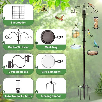 YINGYM Bird Feeding Station Kit, 87 Inch Bird Feeder Pole for Outside - size: 87 Inches without Squirrel Baffle