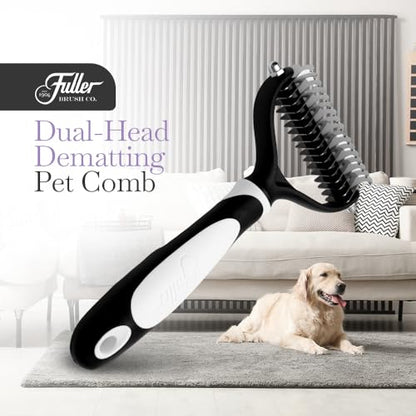 Fuller Brush Pet Dematting Comb – Stainless Steel Blades Remove Tangles, Knots & Mats – Safe for Dogs & Cats with Sensitive Skin – Comfortable Grip, Easy Grooming Tool - size: Dual-Head