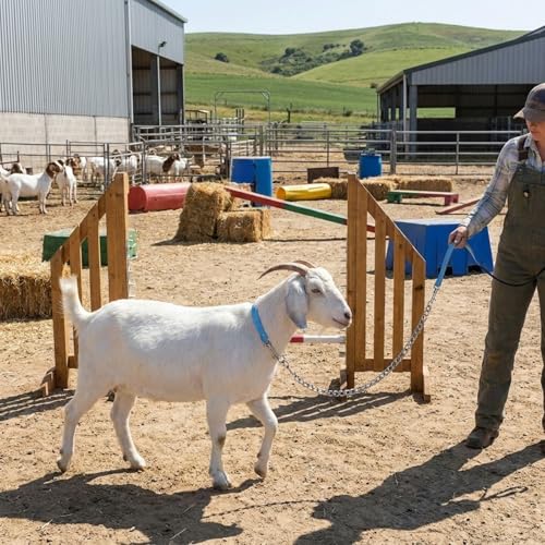 Misdary 2 Pcs Goat Show Collars Adjustable 14" Chain, 14'', Blue - color: Blue