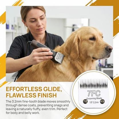 10# 1.5mm and 7FC 3.2mm Clipper Blades Pet Grooming Clipper Replacement Blades Detachable Blade Compatible with andis/wahl/Oster Dog Clippers - size: S10-S7FC