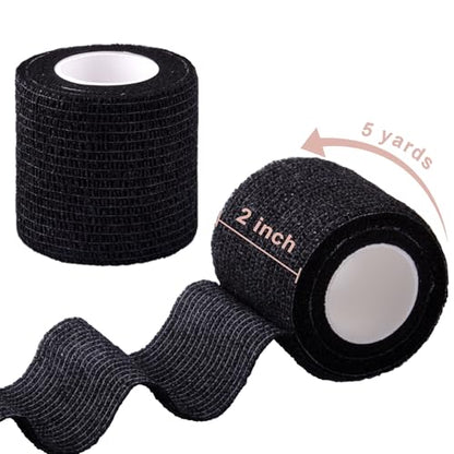BQTQ 40 Rolls Self Adhesive Bandage Wrap 2 inch Self Adherent Tapes(Black) - color: Black, size: 2 Inch