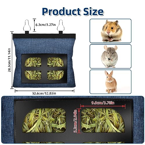 Rabbit Hay Feeder Bag Guinea Pig Hanging Hay Feeding Bag Storage Dispenser for Chinchilla Hamster Bunny Small Animal Pet
